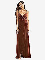 Front View Thumbnail - Auburn Moon Velvet Wrap Maxi Dress with Pockets