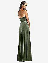 Rear View Thumbnail - Sage Velvet Wrap Maxi Dress with Pockets