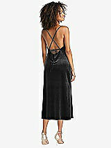 Rear View Thumbnail - Black Cowl-Neck Convertible Velvet Midi Slip Dress - Isa