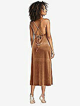 Rear View Thumbnail - Golden Almond Cowl-Neck Convertible Velvet Midi Slip Dress - Isa