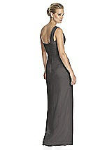 Rear View Thumbnail - Caviar Gray One-Shoulder Draped Maxi Dress with Front Slit - Aeryn