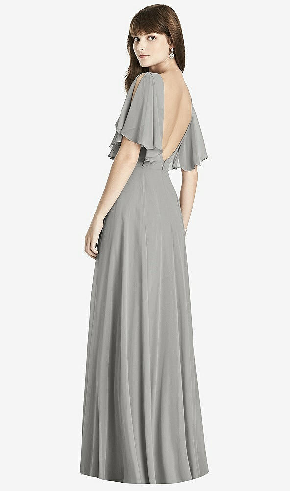 Back View - Chelsea Gray Split Sleeve Backless Maxi Dress - Lila
