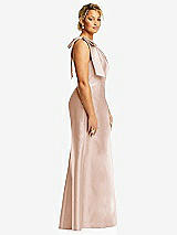 Side View Thumbnail - Cameo Bow One-Shoulder Satin Trumpet Gown