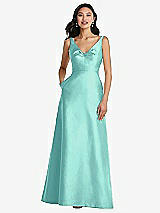 Front View Thumbnail - Coastal Pleated Bodice Open-Back Maxi Dress with Pockets