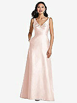 Front View Thumbnail - Blush Pleated Bodice Open-Back Maxi Dress with Pockets