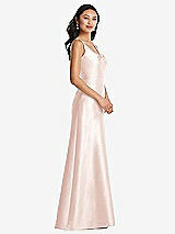 Side View Thumbnail - Blush Pleated Bodice Open-Back Maxi Dress with Pockets