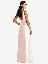 Rear View Thumbnail - Blush Pleated Bodice Open-Back Maxi Dress with Pockets