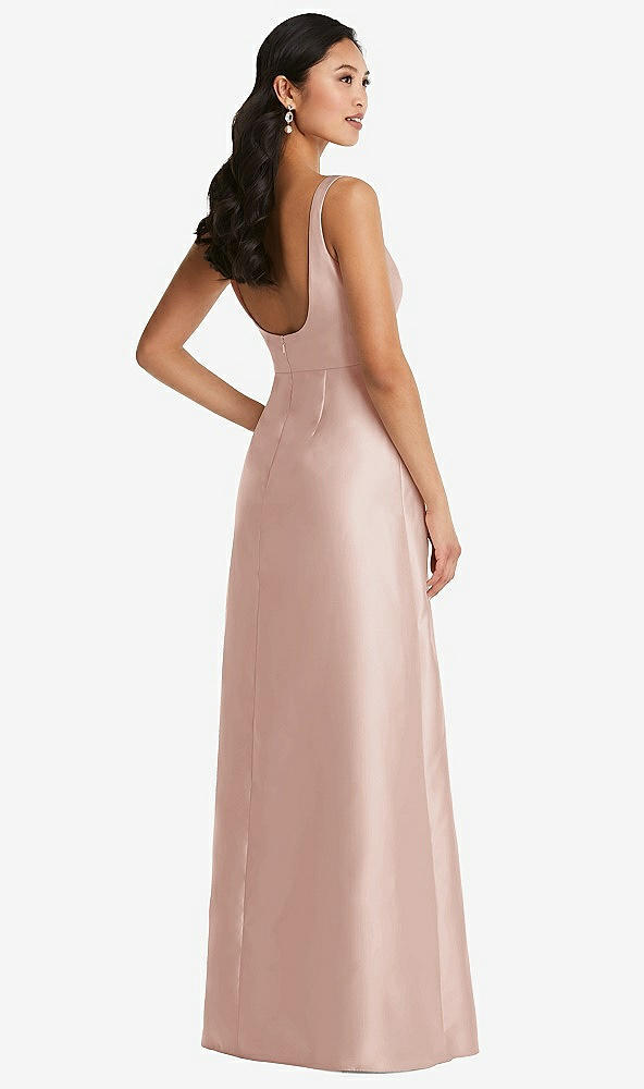 Back View - Toasted Sugar Pleated Bodice Open-Back Maxi Dress with Pockets