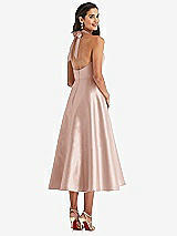 Rear View Thumbnail - Toasted Sugar Tie-Neck Halter Full Skirt Satin Midi Dress