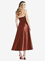 Rear View Thumbnail - Auburn Moon Strapless Bow-Waist Full Skirt Satin Midi Dress