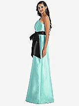 Side View Thumbnail - Coastal & Black One-Shoulder Bow-Waist Maxi Dress with Pockets