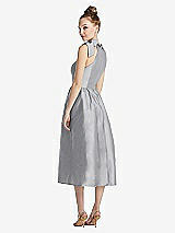 Rear View Thumbnail - French Gray Bowed High-Neck Full Skirt Midi Dress with Pockets