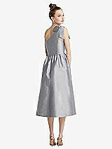 Rear View Thumbnail - French Gray Bowed One-Shoulder Full Skirt Midi Dress with Pockets