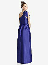 Rear View Thumbnail - Electric Blue Bowed One-Shoulder Full Skirt Maxi Dress with Pockets