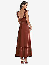 Rear View Thumbnail - Auburn Moon Ruffled Convertible Sleeve Midi Dress