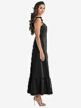 Side View Thumbnail - Black Ruffled Convertible Sleeve Midi Dress