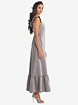 Side View Thumbnail - Cashmere Gray Ruffled Convertible Sleeve Midi Dress