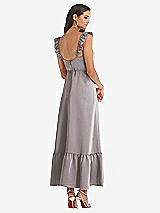 Rear View Thumbnail - Cashmere Gray Ruffled Convertible Sleeve Midi Dress