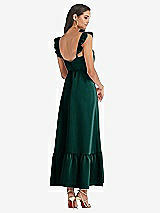 Rear View Thumbnail - Evergreen Ruffled Convertible Sleeve Midi Dress