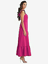 Side View Thumbnail - Think Pink Ruffled Convertible Sleeve Midi Dress