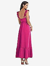 Rear View Thumbnail - Think Pink Ruffled Convertible Sleeve Midi Dress