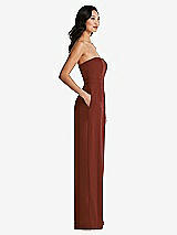 Side View Thumbnail - Auburn Moon Strapless Pleated Front Jumpsuit with Pockets