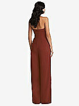 Rear View Thumbnail - Auburn Moon Strapless Pleated Front Jumpsuit with Pockets