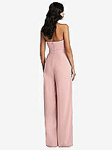 Rear View Thumbnail - Rose - PANTONE Rose Quartz Strapless Pleated Front Jumpsuit with Pockets
