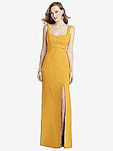 Front View Thumbnail - NYC Yellow Wide Strap Notch Empire Waist Dress with Front Slit