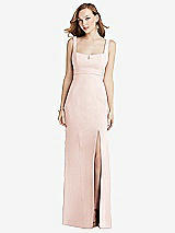 Front View Thumbnail - Blush Wide Strap Notch Empire Waist Dress with Front Slit