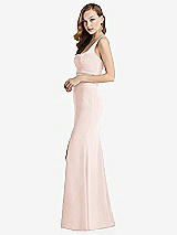 Side View Thumbnail - Blush Wide Strap Notch Empire Waist Dress with Front Slit