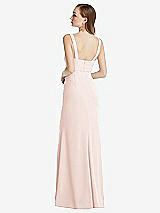 Rear View Thumbnail - Blush Wide Strap Notch Empire Waist Dress with Front Slit