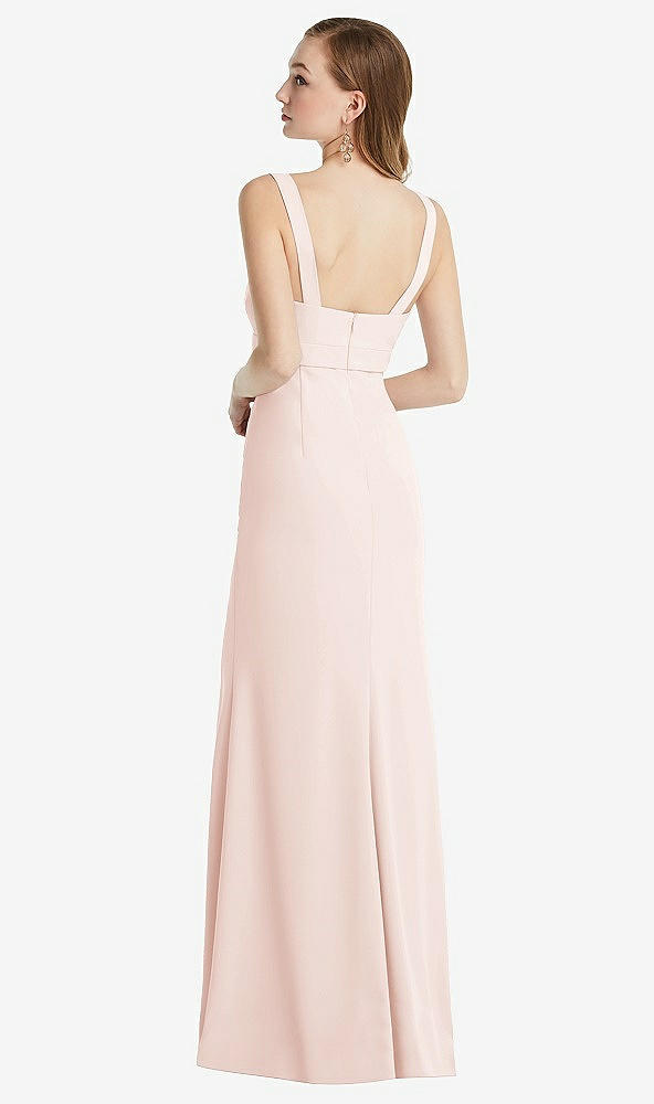 Back View - Blush Wide Strap Notch Empire Waist Dress with Front Slit