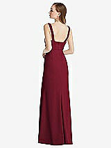 Rear View Thumbnail - Burgundy Wide Strap Notch Empire Waist Dress with Front Slit