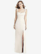 Front View Thumbnail - Ivory Wide Strap Notch Empire Waist Dress with Front Slit