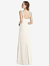 Rear View Thumbnail - Ivory Wide Strap Notch Empire Waist Dress with Front Slit
