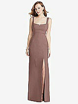 Front View Thumbnail - Sienna Wide Strap Notch Empire Waist Dress with Front Slit