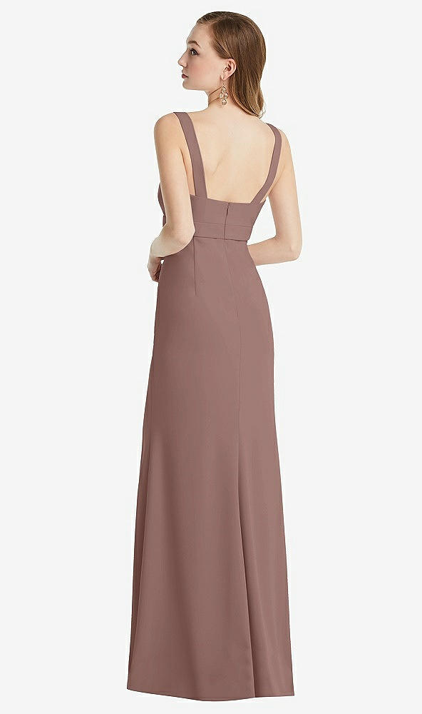 Back View - Sienna Wide Strap Notch Empire Waist Dress with Front Slit