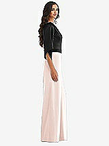 Side View Thumbnail - Blush & Black One-Shoulder Bell Sleeve Jumpsuit with Pockets