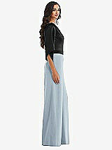 Side View Thumbnail - Mist & Black One-Shoulder Bell Sleeve Jumpsuit with Pockets