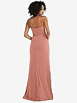 Rear View Thumbnail - Desert Rose Strapless Tuxedo Maxi Dress with Front Slit