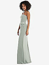 Side View Thumbnail - Willow Green Strapless Tuxedo Maxi Dress with Front Slit
