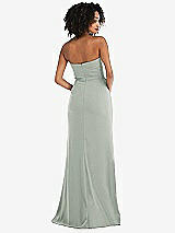 Rear View Thumbnail - Willow Green Strapless Tuxedo Maxi Dress with Front Slit