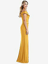 Side View Thumbnail - NYC Yellow Off-the-Shoulder Tuxedo Maxi Dress with Front Slit