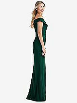 Side View Thumbnail - Hunter Green Off-the-Shoulder Tuxedo Maxi Dress with Front Slit