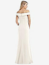Rear View Thumbnail - Ivory Off-the-Shoulder Tuxedo Maxi Dress with Front Slit