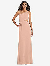 Front View Thumbnail - Pale Peach One-Shoulder Midriff Cutout Maxi Dress