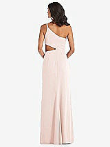 Rear View Thumbnail - Blush One-Shoulder Midriff Cutout Maxi Dress