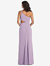 Rear View Thumbnail - Pale Purple One-Shoulder Midriff Cutout Maxi Dress