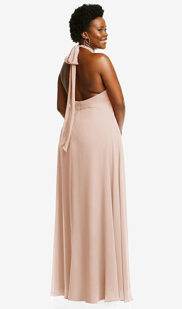 Back View - Cameo High Neck Halter Backless Maxi Dress